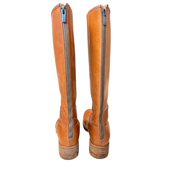 Vintage Timberland Women’s Size 7.5 Tan Leather Leaf Cutout Knee High Boots - Picture 4 of 8